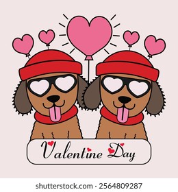 Valentine's day Romantic template design with cute dog