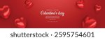 Valentines day. Romantic vector background. Templates Festive gift card with realistic 3d design elements. Holiday banner, web poster, flyer and brochure, greeting card, group bright covers