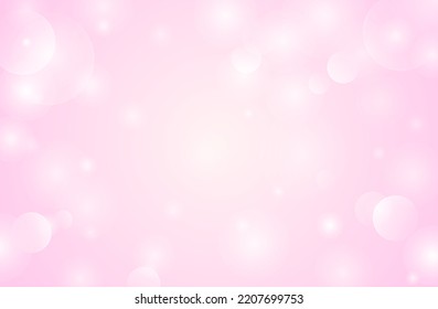 El color rosa del Día de San Valentín borra el fondo. Efecto Bokeh, pancarta vectorial horizontal. Ilustración de bokeh realista. Papel de pared con espacio para copiar. Afiche de la celebración del 8 de marzo. Plantilla de partículas blandas