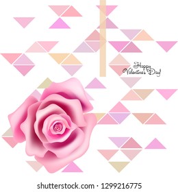 Valentine's Day rose flower greeting card, vector background.