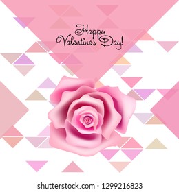 Valentine's Day rose flower greeting card, vector background.