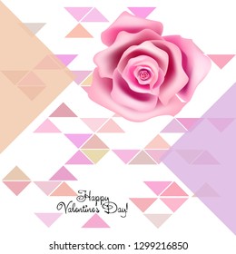 Valentine's Day rose flower greeting card, vector background.