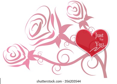 Valentines Day with rose and heart illustration abstract vector background