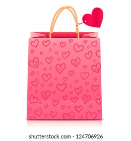 Valentines day rose paper shopping bag with heart pattern