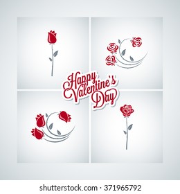 valentines day rose set design vector background