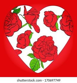 Valentine's Day. Roses and heart. Elements of romance to your design for greeting cards, greetings, invitations and much more. Vector illustration. EPS 10