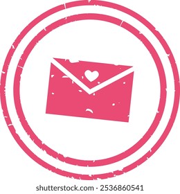 Sello redondo del día de San Valentín con la Ilustración vectorial del sobre