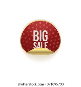 Valentines Day round Sticker with Big Sale Text