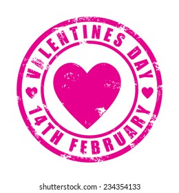 Valentines day, rubber stamp, vector illustration