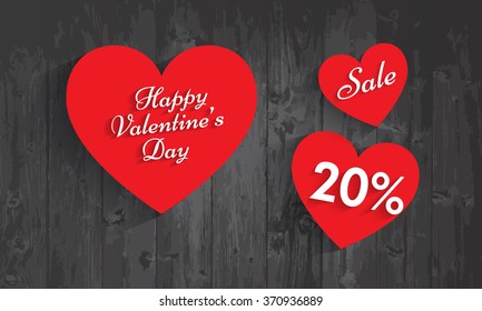 Valentine`s day sale, 20  percent discount. Vector EPS 10.