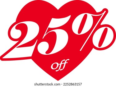 Valentines Day Sale 25 Percent Discount Tag