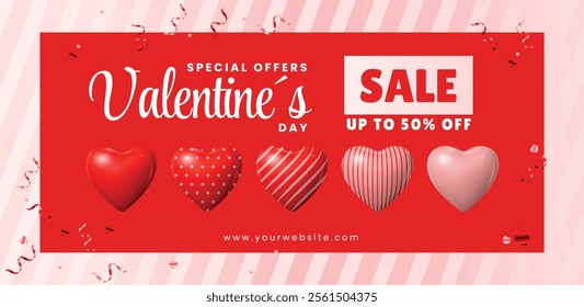 Valentine's Day, Sale, Up to 50% Off, Heart, love, romance or valentine's day red heart. Heart vector icons. Heart and love Vector illustration
