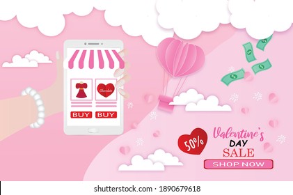 Valentine's Day sale 50% online shopping.