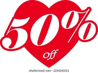 Valentines Day Sale 50 Percent Discount Tag