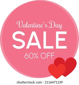 valentine's day SALE 60% OFF (sixty percent off) - Pink tag discount with red hearts