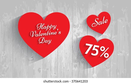 Valentine`s day sale, 75  percent discount. Vector EPS 10.