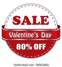 Valentine's day sale 80% OFF. Round design for advertising.  