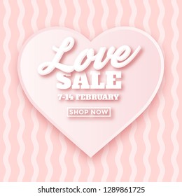 Valentine's day sale ad design with nice 3d typography and pastel colors - same color 3d design