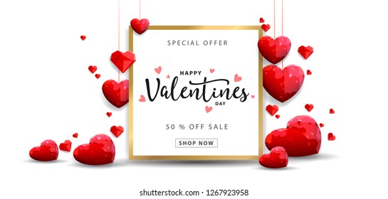 Valentines day sale background with balloons heart pattern. Vector illustration. Wallpaper, flyers, invitation, posters, brochure, banners. - Vector