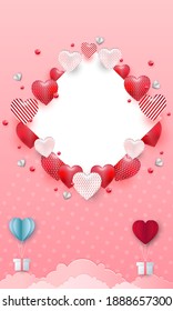 Valentines day sale background with balloons heart pattern. Vector illustration. 