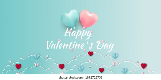 Valentines day sale background with balloons heart pattern. Vector illustration. 