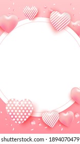 Valentines day sale background with balloons heart pattern. Vector illustration. 