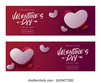 Valentines day sale background with dynamic shapes composition. Landing page. Vector illustration. Wallpaper, flyers, invitation, posters, brochure, banners.