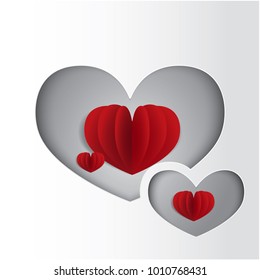 Valentines day sale background with Heart Shaped Balloons. Vector illustration paper cut.Wallpaper.flyers, invitation, posters, brochure, banners. - Vector