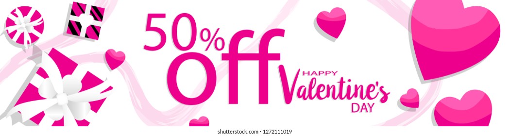 Valentines day sale background with Heart Shaped and giftbox. Vector. illustration.banners.Wallpaper.flyers, invitation, posters, brochure, voucher 