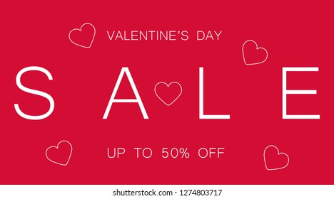 Valentines day sale background with heart. Vector illustration.