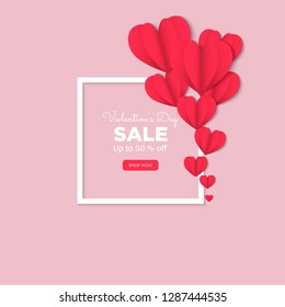 Valentines day sale background with Heart . illustration.Wallpaper.flyers, invitation, posters, brochure, banners for advertising. - Vector