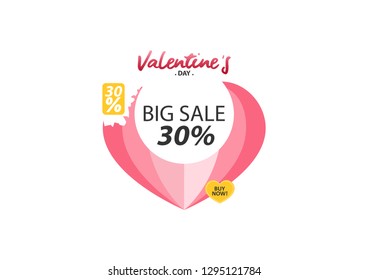 Valentines day sale background with Heart. Vector illustration, Banner, poster, or flyer design, Valentine design for online shop or mobile app.