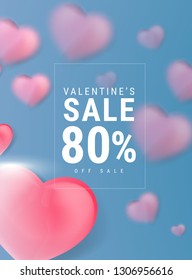 Valentine's day sale background with Heart Shaped Balloons. Vector illustration.Wallpaper.flyers, invitation, posters, brochure, banners.