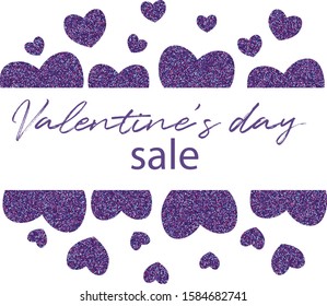 Valentines day sale background with heart shine pattern and happy valentines day text . Vector illustration. Wallpaper, flyers, invitation, posters, brochure, banners, sale
