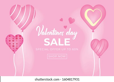 Valentines day sale background with Heart Shaped. Banner template, decor element. wallpaper- Vector illustration.