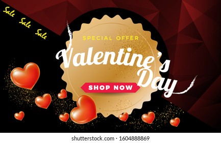 Valentines day sale background with heart. Vector illustration. Wallpaper.flyers, invitation, posters. Vector illustration.