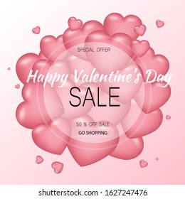  Valentines day sale background with Heart Shaped Balloons.  Wallpaper, flyers, invitation, posters, brochure, banners.