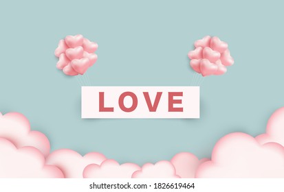 Valentine's Day sale background with heart image combination. Happy Valentine's day poster or voucher. Illustration