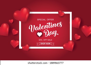 Valentines day sale background with heart. Vector illustration. Wallpaper, flyers, invitation, posters, brochure, banners