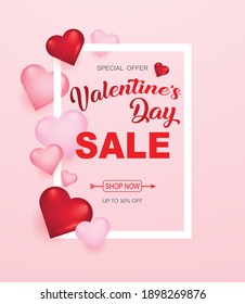 Valentines day sale background with heart. Vector illustration. Wallpaper, flyers, invitation, posters, brochure, banners