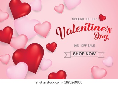 Valentines day sale background with heart. Vector illustration. Wallpaper, flyers, invitation, posters, brochure, banners