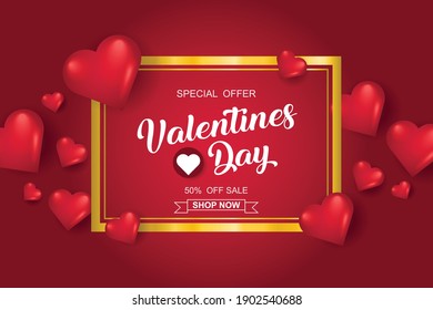 Valentines day sale background with heart. Vector illustration. Wallpaper, flyers, invitation, posters, brochure, banners