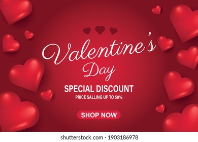 Valentines day sale background with heart. Vector illustration. Wallpaper, flyers, invitation, posters, brochure, banners