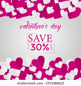 Valentines day sale background with Heart Balloons.Valentines day mega sale social media post template design