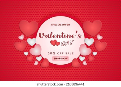 Valentines day sale background with Heart Shaped  Vector illustration.Wallpaper, invitation, posters, brochure, banners.