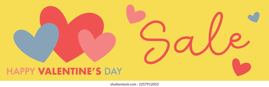 valentines day sale background  with heart shapes over yellow background 