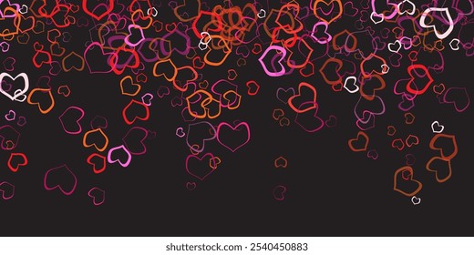 Valentines day sale background with heart. Vector illustration. Wallpaper.  Heart confetti of Valentines petals falling on transparent background.