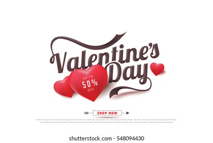 Valentines day sale background with Heart Shaped Balloons. Vector illustration.Wallpaper.flyers, invitation, posters, brochure, banners.
