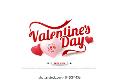 Valentines day sale background with Heart Shaped Balloons. Vector illustration.Wallpaper.flyers, invitation, posters, brochure, banners.
