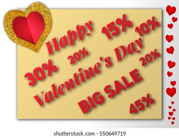 Valentines day sale background with  heart pattern.  Wallpaper,  invitation, posters, brochure, banners.
